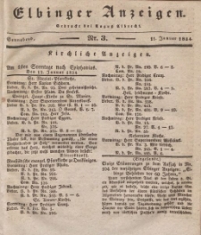 Elbinger Anzeigen, Nr. 3. Sonnabend, 11. Januar 1834