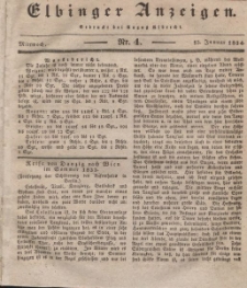 Elbinger Anzeigen, Nr. 4. Mittwoch, 15. Januar 1834