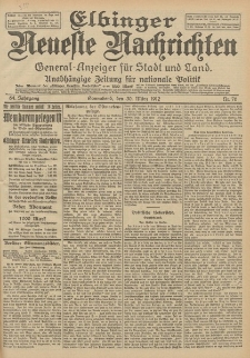 Elbinger Neueste Nachrichten, Nr. 76 Sonnabend 30 März 1912 64. Jahrgang