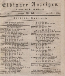 Elbinger Anzeigen, Nr. 13. Sonnabend, 15. Februar 1834