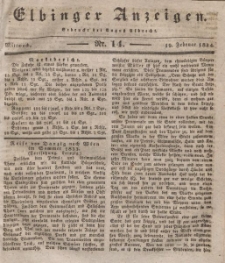 Elbinger Anzeigen, Nr. 14. Mittwoch, 19. Februar 1834