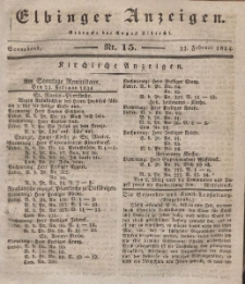 Elbinger Anzeigen, Nr. 15. Sonnabend, 22. Februar 1834