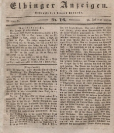Elbinger Anzeigen, Nr. 16. Mittwoch, 26. Februar 1834