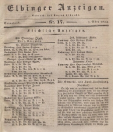 Elbinger Anzeigen, Nr. 17. Sonnabend, 1. März 1834