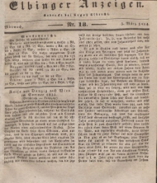 Elbinger Anzeigen, Nr. 18. Mittwoch, 5. März 1834