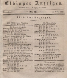 Elbinger Anzeigen, Nr. 21. Sonnabend, 15. März 1834