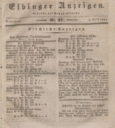 Elbinger Anzeigen, Nr. 27. Sonnabend, 5. April 1834