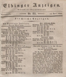 Elbinger Anzeigen, Nr. 31. Sonnabend, 19. April 1834