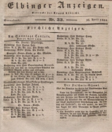 Elbinger Anzeigen, Nr. 33. Sonnabend, 26. April 1834