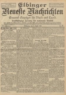 Elbinger Neueste Nachrichten, Nr. 79 Mittwoch 3 April 1912 64. Jahrgang