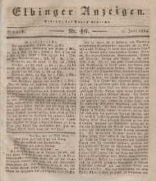 Elbinger Anzeigen, Nr. 46. Mittwoch, 11. Juni 1834