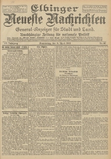 Elbinger Neueste Nachrichten, Nr. 80 Donnerstag 4 April 1912 64. Jahrgang