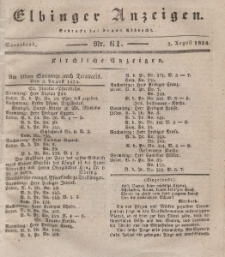 Elbinger Anzeigen, Nr. 61. Sonnabend, 2. August 1834