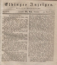 Elbinger Anzeigen, Nr. 64. Mittwoch, 13. August 1834