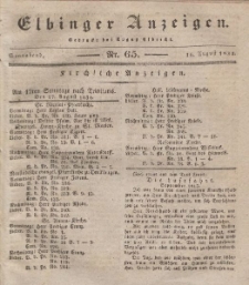 Elbinger Anzeigen, Nr. 65. Sonnabend, 16. August 1834