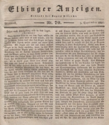 Elbinger Anzeigen, Nr. 70. Mittwoch, 3. September 1834