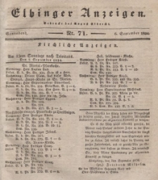 Elbinger Anzeigen, Nr. 71. Sonnabend, 6. September 1834