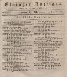 Elbinger Anzeigen, Nr. 73. Sonnabend, 13. September 1834