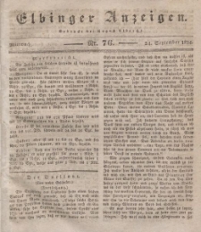 Elbinger Anzeigen, Nr. 76. Mittwoch, 24. September 1834