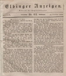Elbinger Anzeigen, Nr. 82. Mittwoch, 15. Oktober 1834