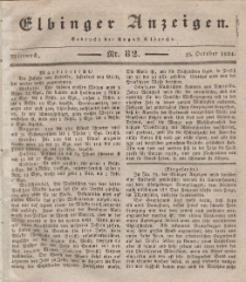Elbinger Anzeigen, Nr. 82. Mittwoch, 15. Oktober 1834