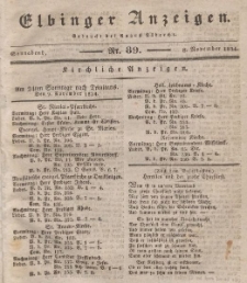 Elbinger Anzeigen, Nr. 89. Sonnabend, 8. November 1834