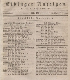 Elbinger Anzeigen, Nr. 91. Sonnabend, 15. November 1834