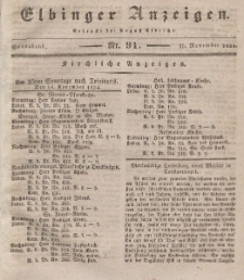 Elbinger Anzeigen, Nr. 91. Sonnabend, 15. November 1834