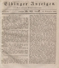 Elbinger Anzeigen, Nr. 92. Mittwoch, 19. November 1834