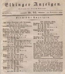 Elbinger Anzeigen, Nr. 93. Sonnabend, 22. November 1834