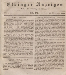 Elbinger Anzeigen, Nr. 94. Mittwoch, 26. November 1834