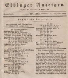 Elbinger Anzeigen, Nr. 103. Sonnabend, 27. Dezember 1834