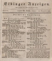 Elbinger Anzeigen, Nr. 104. Mittwoch, 31. Dezember 1834