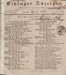 Elbinger Anzeigen, Nr. 1. Sonnabend, 3. Januar 1835