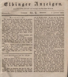 Elbinger Anzeigen, Nr. 2. Mittwoch, 7. Januar 1835