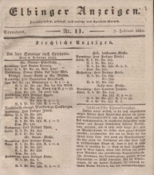 Elbinger Anzeigen, Nr. 11. Sonnabend, 7. Februar 1835