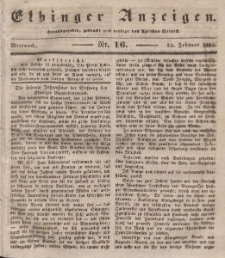 Elbinger Anzeigen, Nr. 16. Mittwoch, 25. Februar 1835