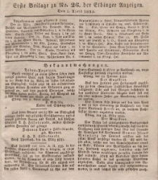 Elbinger Anzeigen, Nr. 26. Mittwoch, 1. April 1835