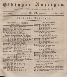 Elbinger Anzeigen, Nr. 27. Sonnabend, 4. April 1835