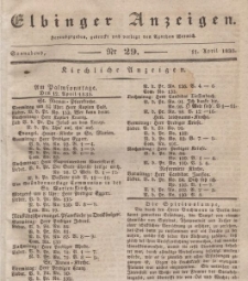 Elbinger Anzeigen, Nr. 29. Sonnabend, 11. April 1835