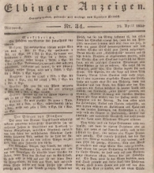 Elbinger Anzeigen, Nr. 34. Mittwoch, 29. April 1835