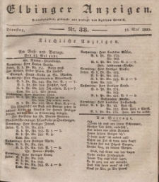 Elbinger Anzeigen, Nr. 38. Dienstag, 12. Mai 1835