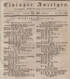 Elbinger Anzeigen, Nr. 47. Sonnabend, 13. Juni 1835