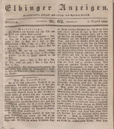 Elbinger Anzeigen, Nr. 62. Mittwoch, 5. August 1835