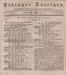 Elbinger Anzeigen, Nr. 63. Sonnabend, 8. August 1835