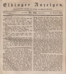 Elbinger Anzeigen, Nr. 64. Mittwoch, 12. August 1835