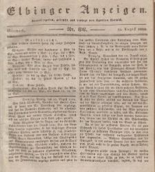 Elbinger Anzeigen, Nr. 66. Mittwoch, 19. August 1835