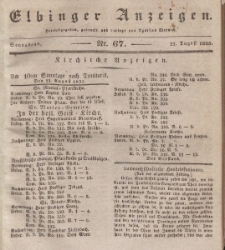 Elbinger Anzeigen, Nr. 67. Sonnabend, 22. August 1835