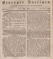 Elbinger Anzeigen, Nr. 70. Mittwoch, 2. September 1835