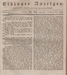 Elbinger Anzeigen, Nr. 72. Mittwoch, 9. September 1835